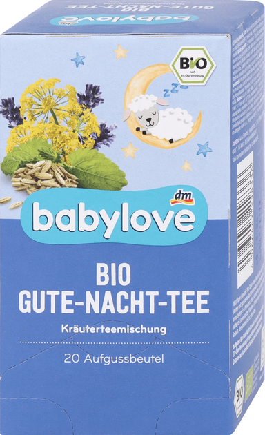 Органічний чай для немовлят травяний Babylove Bio, для легкого засинання з 5 міс. (20пакетиків х 1,75 г), 35 г - зображення 1
