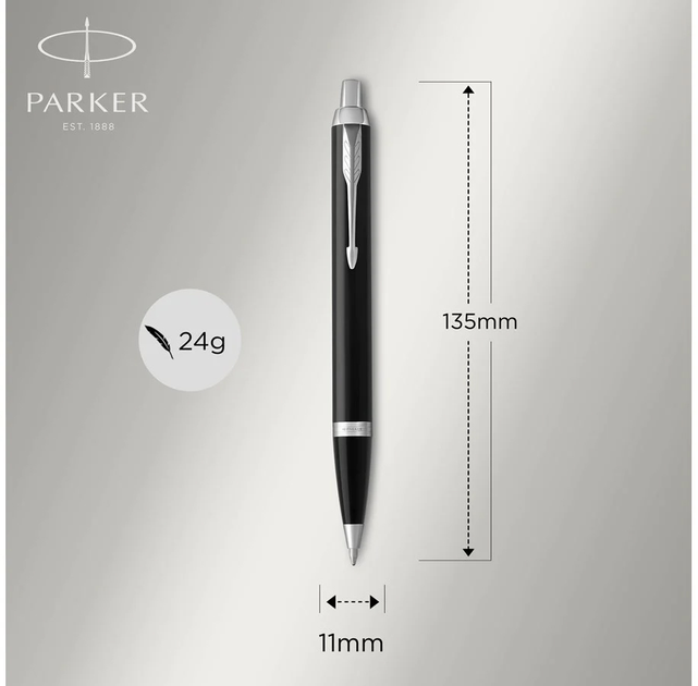 Długopis Parker IM Ballpoint Pen Black with Chrome Trim Niebieski (3501179755540) - obraz 2