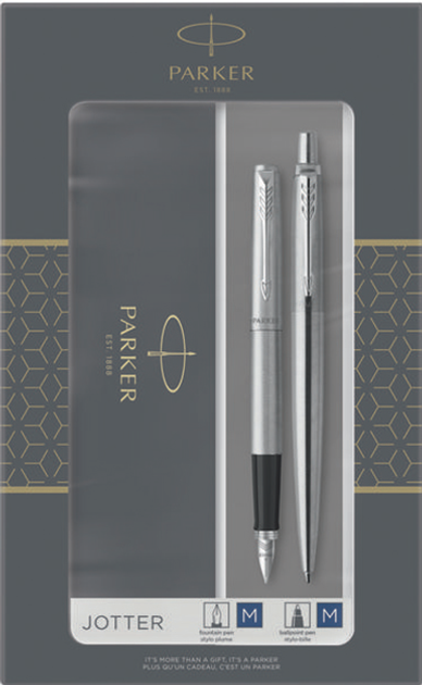 Набір Parker Jotter Stainless Steel CT Best Value Кулькова ручка + Пір'яна ручка Сині (3026980932589) - зображення 1