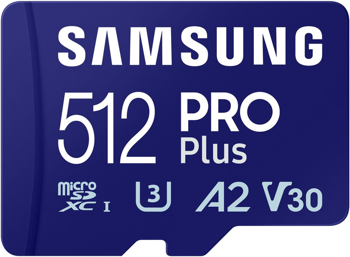 Карта памяти Samsung PRO Plus microSDXC 512GB Class 10 UHS-I U3 V30 A2 + SD адаптер (MB-MD512SA/EU) - изображение 2