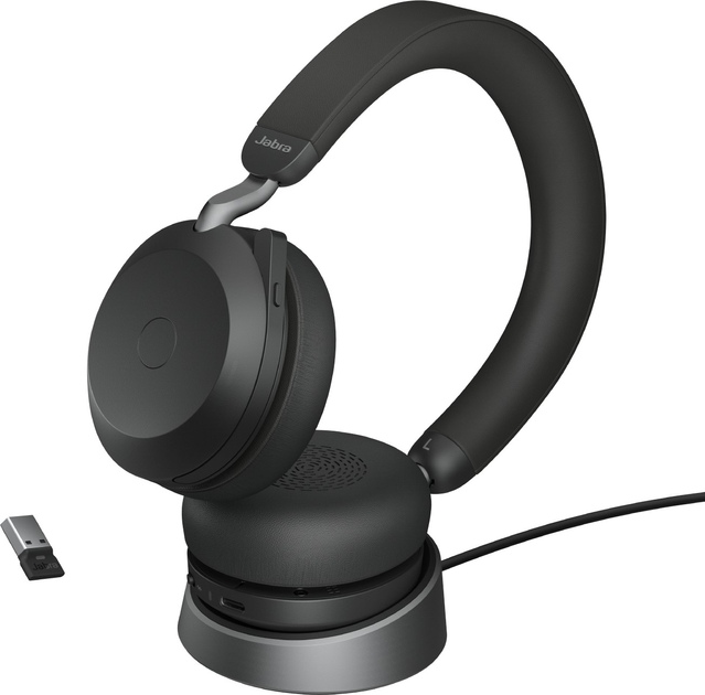 Навушники Jabra Evolve2 75 USB-A UC Stereo with Desk Stand Black (27599-989-989) - зображення 1