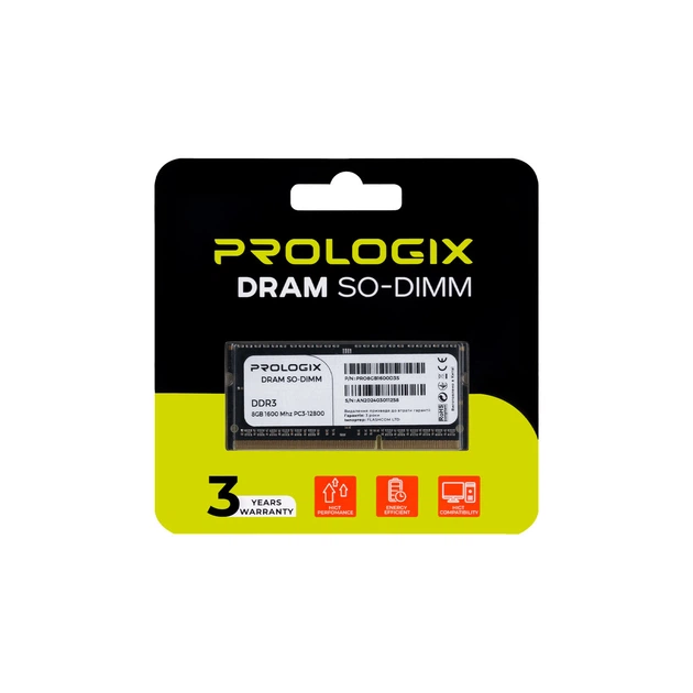 Модуль пам`ятi SO-DIMM DDR3L 8GB/1600 Prologix (PRO8GB1600D3S) - Фото 3 Модуль пам`ятi SO-DIMM DDR3L 8GB/1600 Prologix (PRO8GB1600D3S) - изображение 3