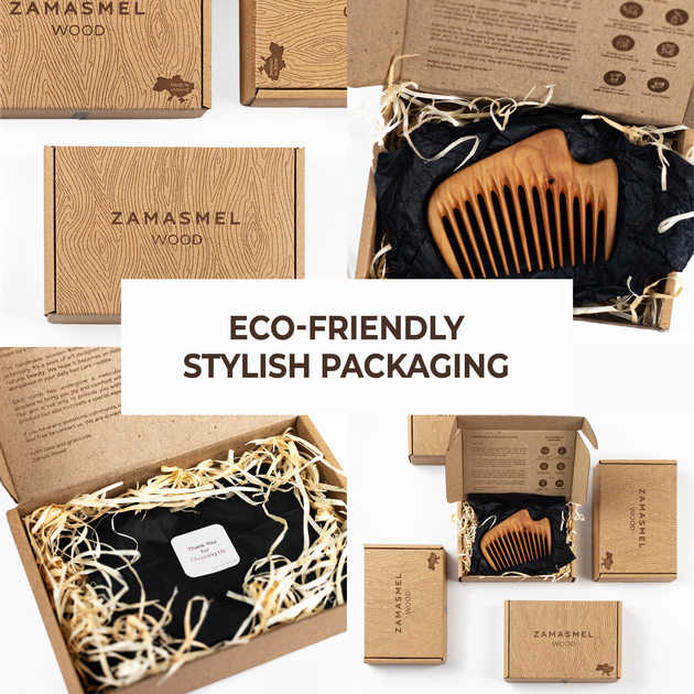 Гребень для Волос ZAMAS Wood New Wave 10,5 х 7,5 х 1,1см Ручная Работа Деревянный Груша - изображение 5