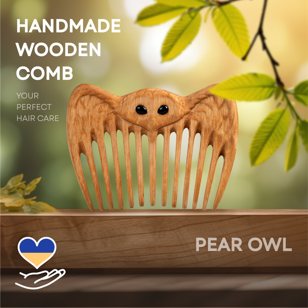 Женский Гребень для Волос ZAMASMEL Wood Smart Owl 12 х 10 х 1,1см Ручная Работа Деревянный Груша - Фото 2 Женский Гребень для Волос ZAMASMEL Wood Smart Owl 12 х 10 х 1,1см Ручная Работа Деревянный Груша - изображение 2