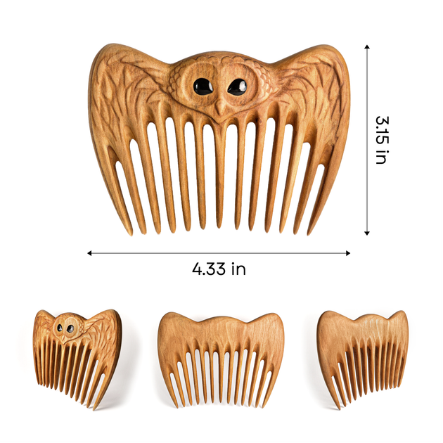 Женский Гребень для Волос ZAMASMEL Wood Smart Owl 12 х 10 х 1,1см Ручная Работа Деревянный Груша - Фото 3 Женский Гребень для Волос ZAMASMEL Wood Smart Owl 12 х 10 х 1,1см Ручная Работа Деревянный Груша - изображение 3