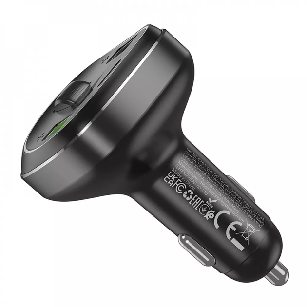 Автомобільний FM ФМ модулятор трансмітер з швидкою зарядною — Hoco E75 Bravery PD30W+QC3.0 — star space S5925BK3NL - зображення 5