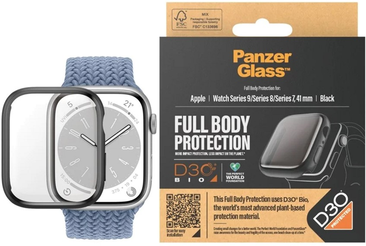 Etui Panzer Glass Full Body with D3O dla Apple Watch Series 9 41 mm Black (5711724036897) - obraz 3
