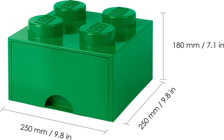 Контейнер для зберігання LEGO Storage Brick Drawer 4 з висувним ящиком Зелений (40051734) - зображення 4