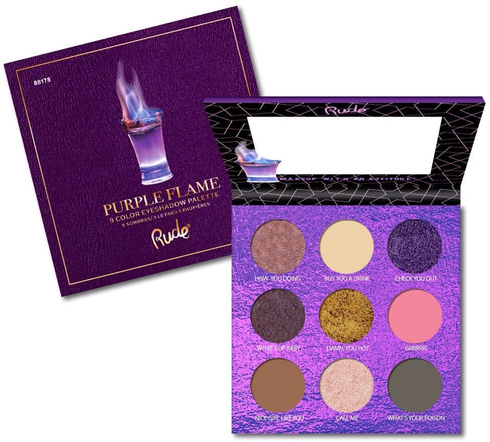Палетка тіней для повік Rude Cosmetics Cocktail Party 9 Eyeshadow Palette Purple Flame 11.25 г (0602989881788) - зображення 1