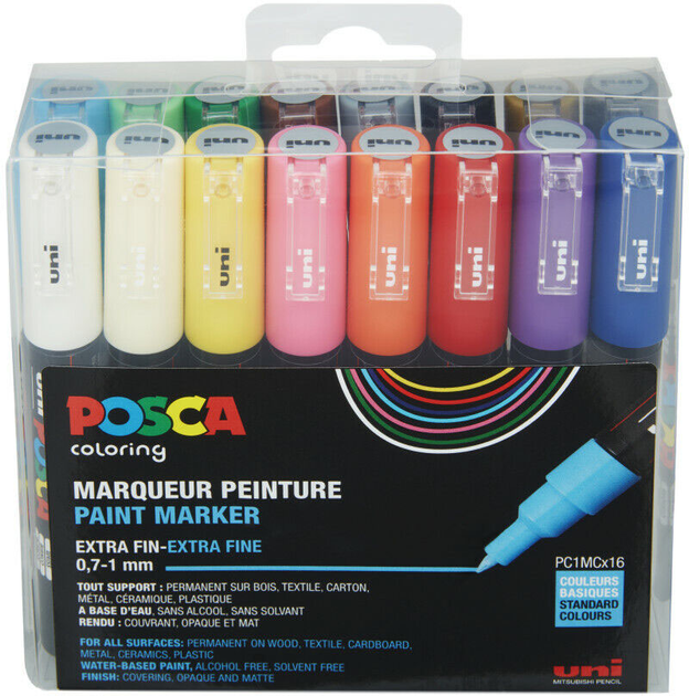 Набір маркерів Posca Extra Fine Tip Pen 16 шт (3296280033297) - зображення 1