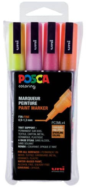 Набір маркерів Posca PC3M Fine Tip Pen Glitter 4 шт (3296280033389) - зображення 1