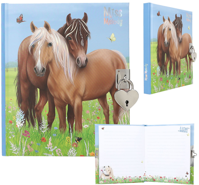 Щоденник Depesche Miss Melody Horses A5 Motif 1 із замком у формі серця (4010070677510) - зображення 1