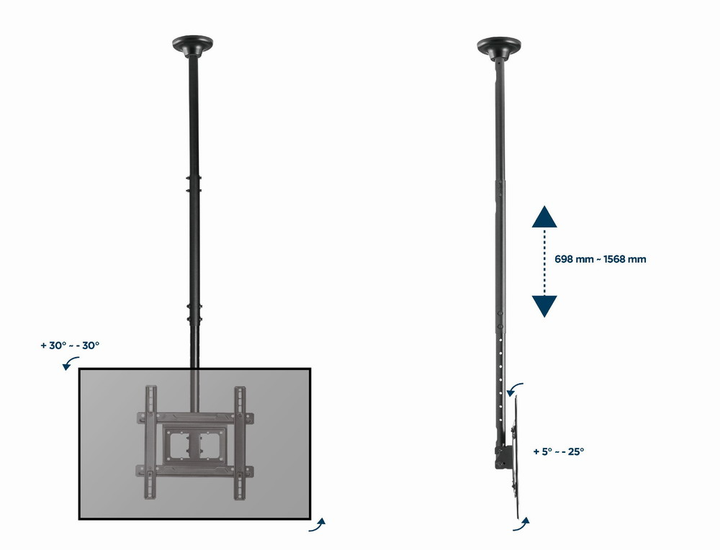 Sufitowy uchwyt obrotowy 32-70" Gembird CM-70ST-01 - obraz 8