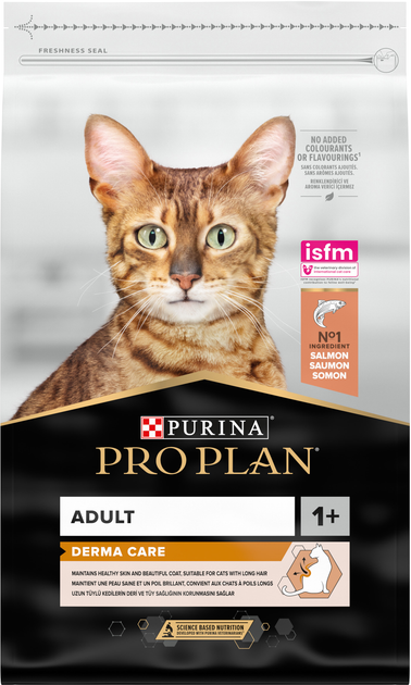 Sucha karma dla kotów Purina Pro Plan Adult 1+ Derma Care z łososiem dla zdrowej skóry i pięknej sierści 10 kg (DLKPUIKAS0021) - obraz 2