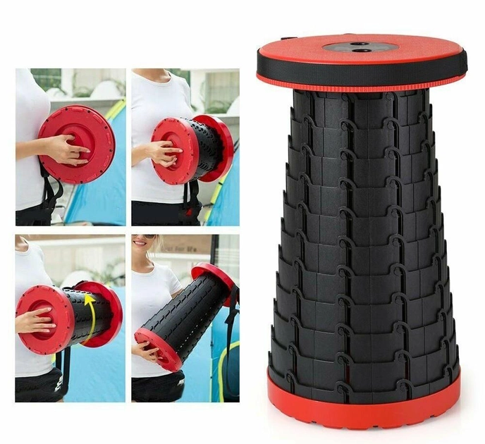 Складний табурет круглий пластиковий Кемпінг Telescopic stool туристичний стілець телескопічний - зображення 10
