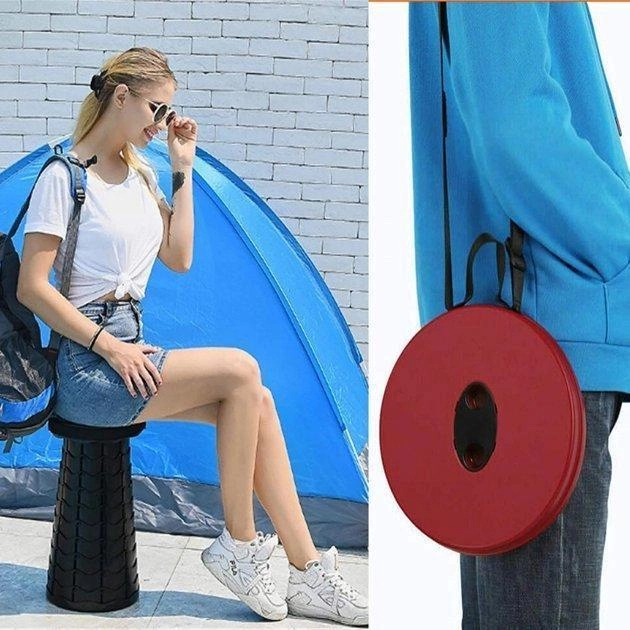 Складний табурет круглий пластиковий Кемпінг Telescopic stool туристичний стілець телескопічний - зображення 13