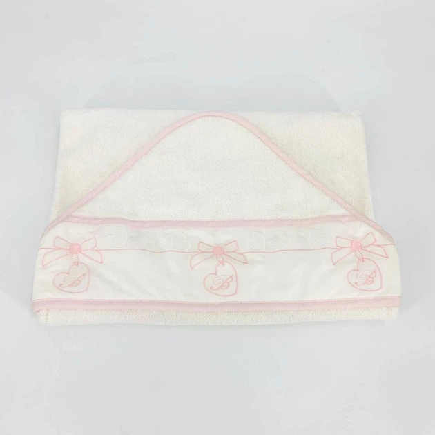 Рушник-кутик махровий Blumarine Baby, Ciondolino, арт. 4922402, біло-рожевий, 75/75 см, 100% бавовна - Фото 2 Рушник-кутик махровий Blumarine Baby, Ciondolino, арт. 4922402, біло-рожевий, 75/75 см, 100% бавовна - зображення 2