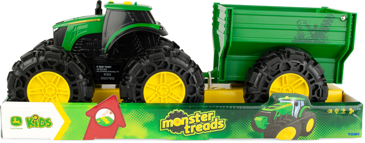 Zabawkowy traktor Tomy John Deere Monster Treads z przyczepą i dużymi kołami (0036881473534) - obraz 1