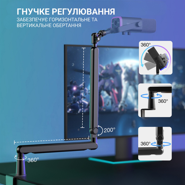 Мікрофон динамічний Fifine TAM8 USB/XLR Black - зображення 5