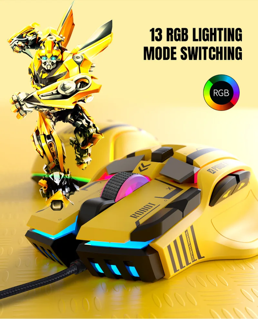 Игровая мышка G6 (12 клавиш, RGB, custom macro, Yellow) - изображение 2