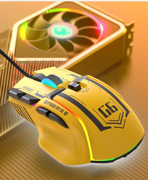 Игровая мышка G6 (12 клавиш, RGB, custom macro, Yellow) - изображение 4