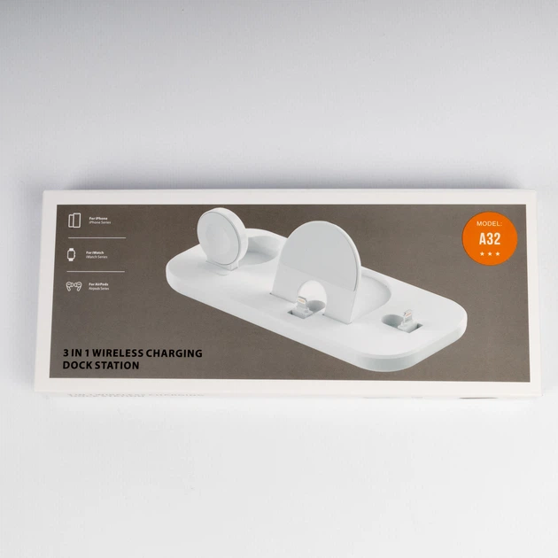 Зарядная станция APPLE. 3 в 1 "Wireless Charging Dock Station А32" белого цвета. - Фото 2 Зарядная станция APPLE. 3 в 1 "Wireless Charging Dock Station А32" белого цвета. - изображение 2