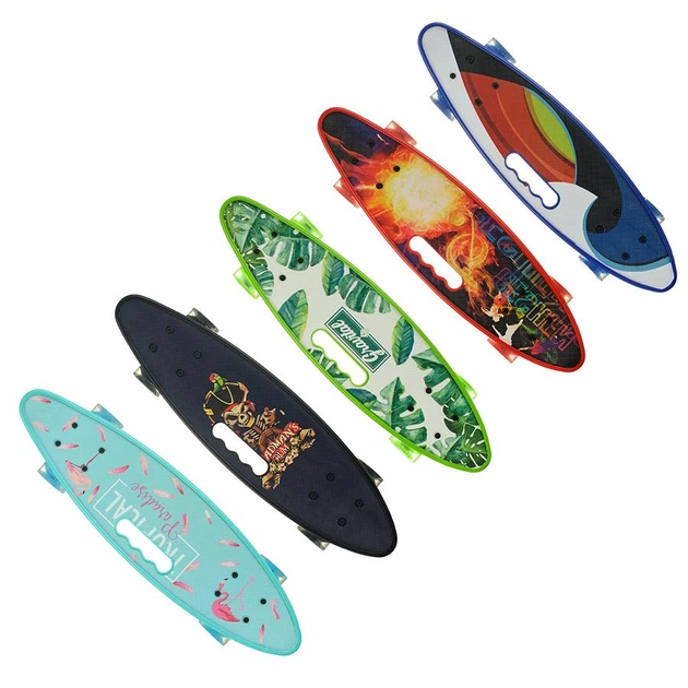 Скейт Пенніборд (Penny Board) із сяючими колесами та ручкою "Вогонь" - зображення 2