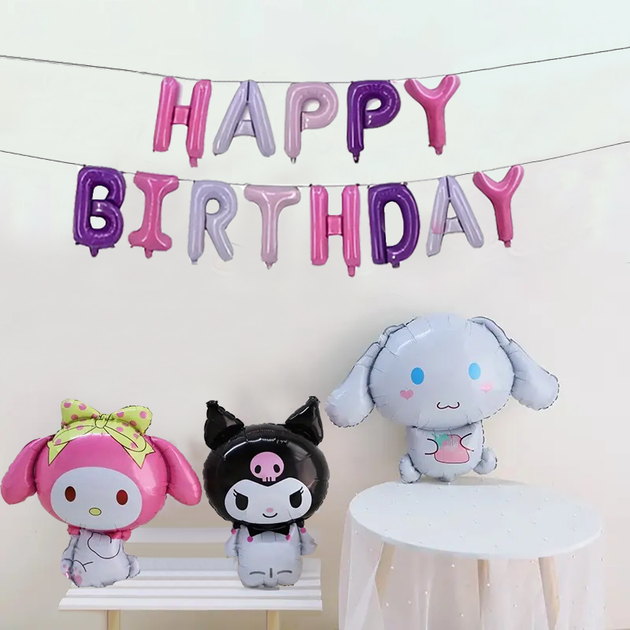 Набір Із Кульок Happy Birthday | Куромі Kuromi - Фото 1 Набір Із Кульок Happy Birthday | Куромі Kuromi - зображення 1