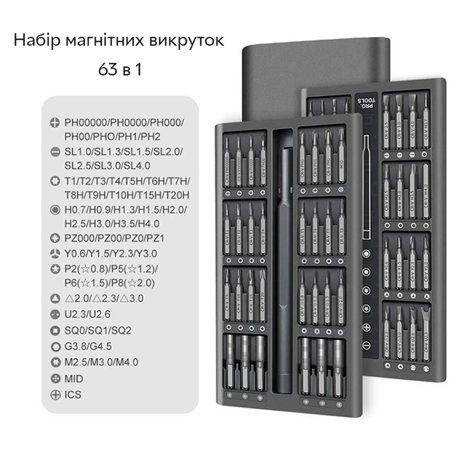 Набір 63 в 1 магнітних прецизійних викруток Kit Bits Screwdriver
