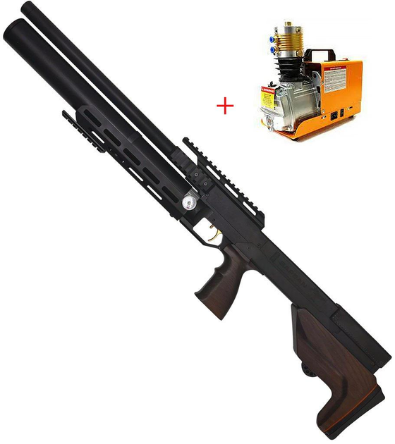 Пневматична гвинтівка (PCP) ZBROIA Sapsan TAC 550/300 (кал. 4,5 мм, коричневий)+Електричний компресор високого тиску 30Mpa (300 Атм - зображення 1