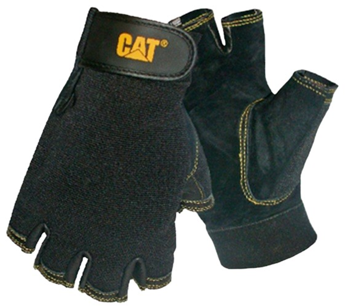 Захисні рукавички CAT без пальців зі свинячої шкіри M чорні (4895171749553) - зображення 2