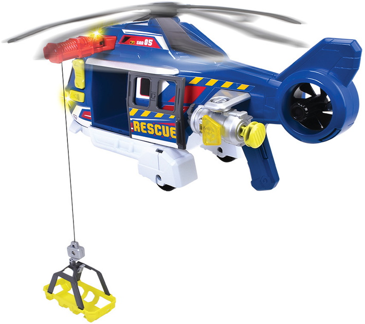 Funkcjonalny helikopter Dickie Toys Rescue Service z wyciągarką z efektami dźwiękowymi i świetlnymi 36 cm (203307002) - obraz 5