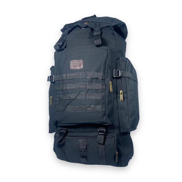 Рюкзак тактичний 50 л, одне відділення на стяжці, додаткові кишені, розмір: 70*35*20 см, чорний - изображение 1