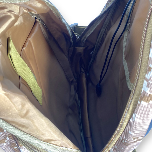 Тактичний рюкзак, 35 л, 3 відділи, USB розʼєм, гніздо для навушників, розмір: 45*30*25 см, коричневий піксель - изображение 2