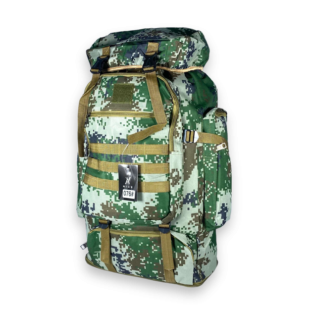 Тактично-туристичний рюкзак, 56 л, з розширенням, один відділ, розмір: 70(80)*35*20 см, зелений піксель - зображення 1