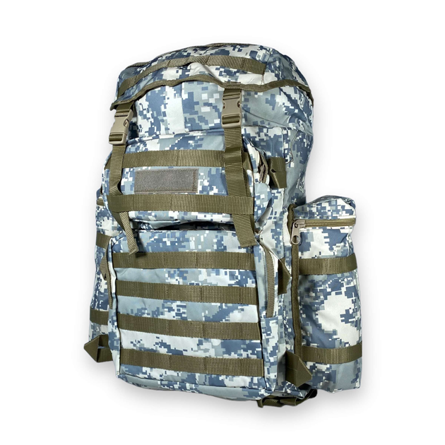 Туристичний, тактичний рюкзак, одно відділення, бокові кишені, система Molle, розмір: 65*35*20 см, піксель - зображення 1