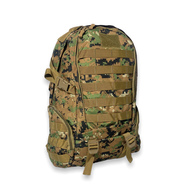Рюкзак тактичний армійський 6040 два відділення кріплення Molle бокові кишені розмір 50*30*15, піксель - изображение 2