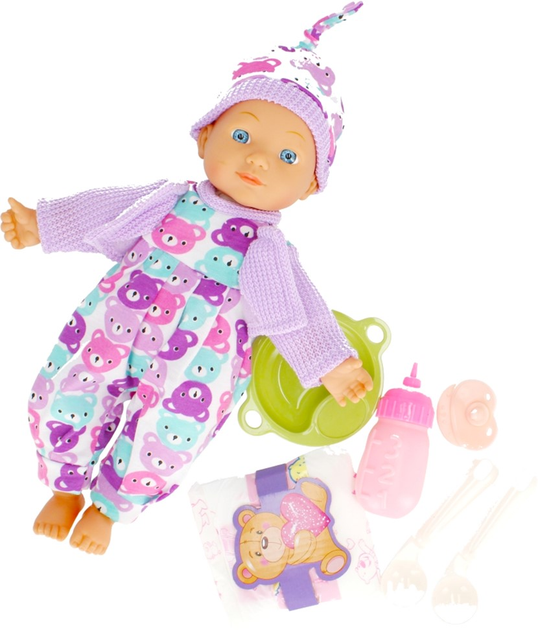 Lalka bobas Xinyuanda Sweet Baby w kombinezonie misia 28 cm (5904335845358) - obraz 4