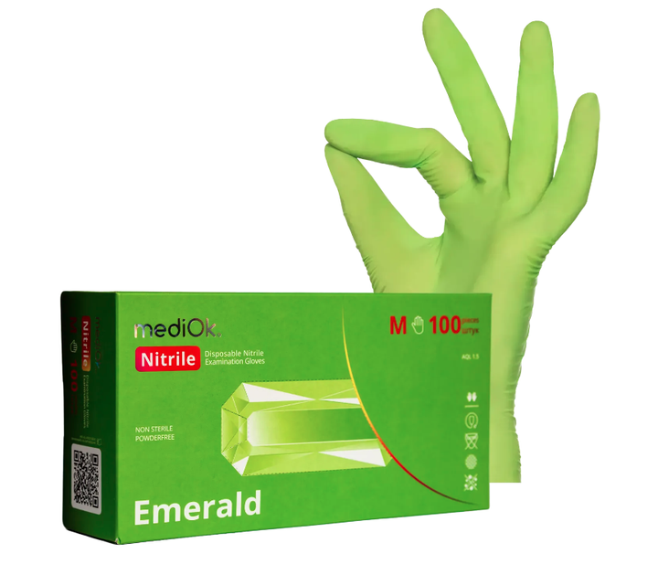 Перчатки нетрилові Mediok зелені, розмір M - зображення 1