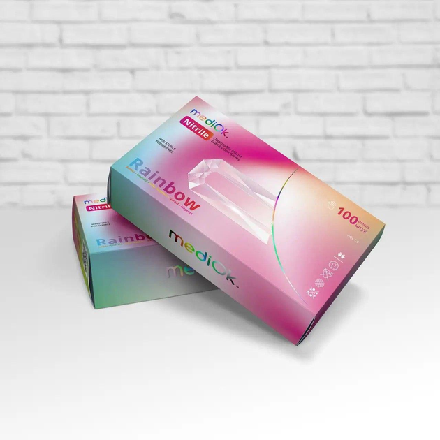 Рукавички MediОk Rainbow нітрилові розмір S 100 шт різнокольорові - зображення 1