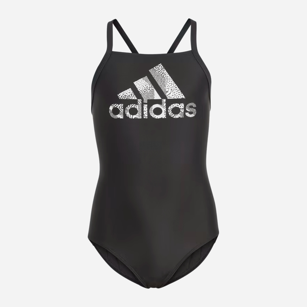 Підлітковий суцільний купальник для басейну для дівчинки Adidas Big Logo Suit HS2213 140 см Чорний (4066752817866) - зображення 1