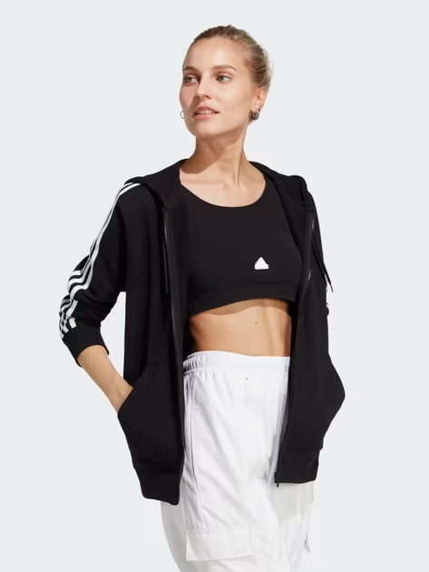 Bluza damska rozpinana z kapturem Adidas W 3S FT HD IC8769 XL Czarna (4066752391250) - obraz 1