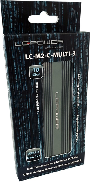Зовнішня кишеня LC-Power LC-M2-C-MULTI-3 для M.2 SSD USB 3.2 Type-C (4260070129247) - зображення 10