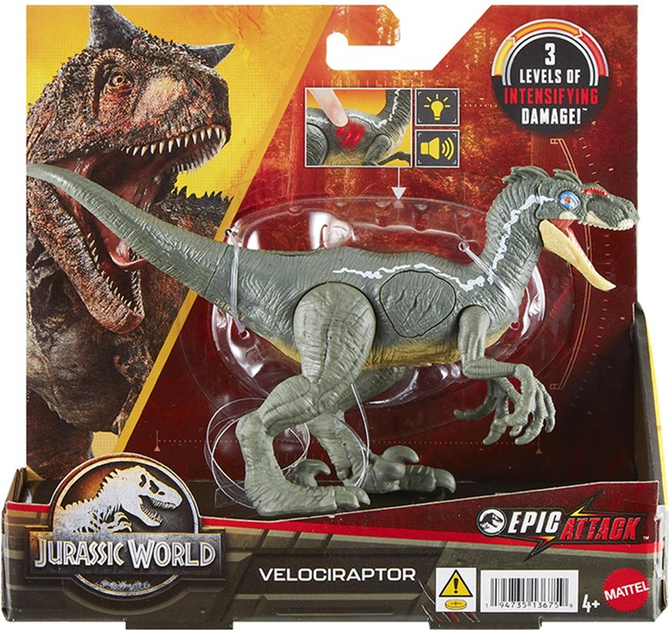 Фігурка Mattel Jurassic World JP3 Epic Attack Velociraptor 11 см (0194735136759) - зображення 2