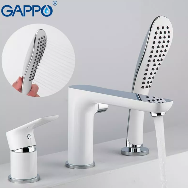 Смеситель для ванны на борт GAPPO G1148, белый/хром - изображение 4
