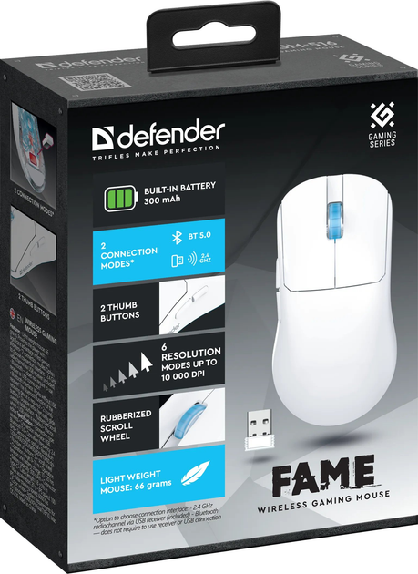 Mysz Defender FAME GM-516 Wireless White (4745090825114) - obraz 6