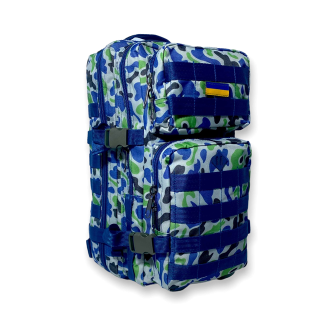 Тактично-туристичний рюкзак 16072 два відділи, 2 фронтальні кишені внутрішня органайзер 45*25*20 см синій - изображение 2