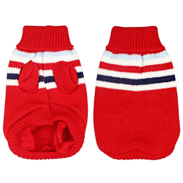 Вязаный акриловый свитер для собак Pet Style "Красные полосы" S - Фото 3 Вязаный акриловый свитер для собак Pet Style "Красные полосы" S - изображение 3