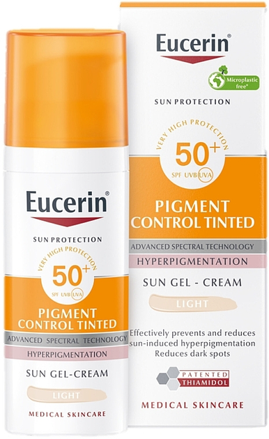 Żel-krem z filtrem przeciwsłonecznym do twarzy Eucerin Pigment Control Gel-Cream SPF50+ Light 50 ml (4005900908421) - obraz 2