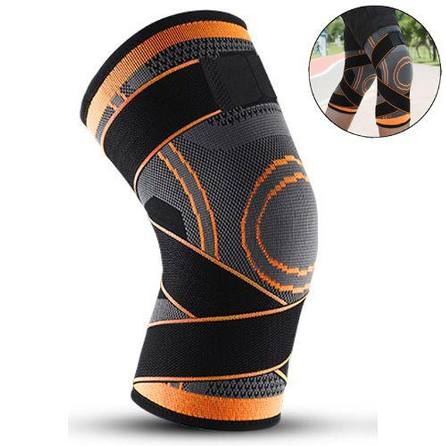 Бандаж колена AB023. XXL/48-49см. Компрессионный. Черно-Оранжевый ...